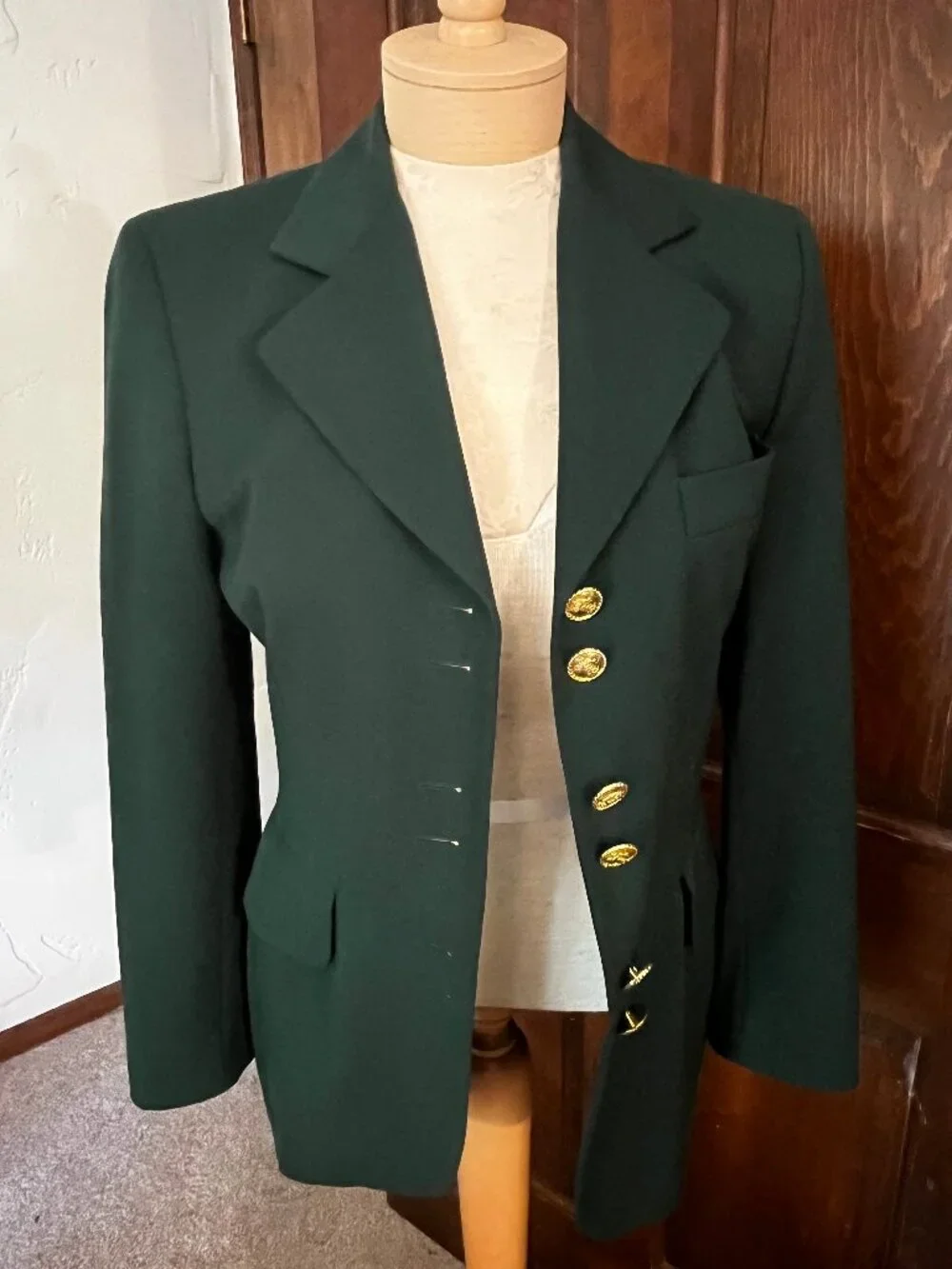 Vintage ESCADA by Margaretha Ley Green Wool Blazer Size 34